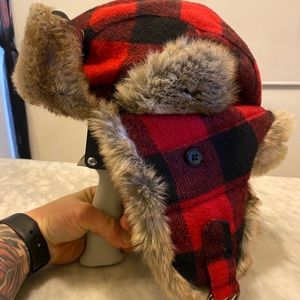 Stewart of Scotland Wool Blend Faux Fur Bomber Hat